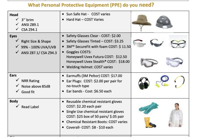 PPE Worksheet with Costs